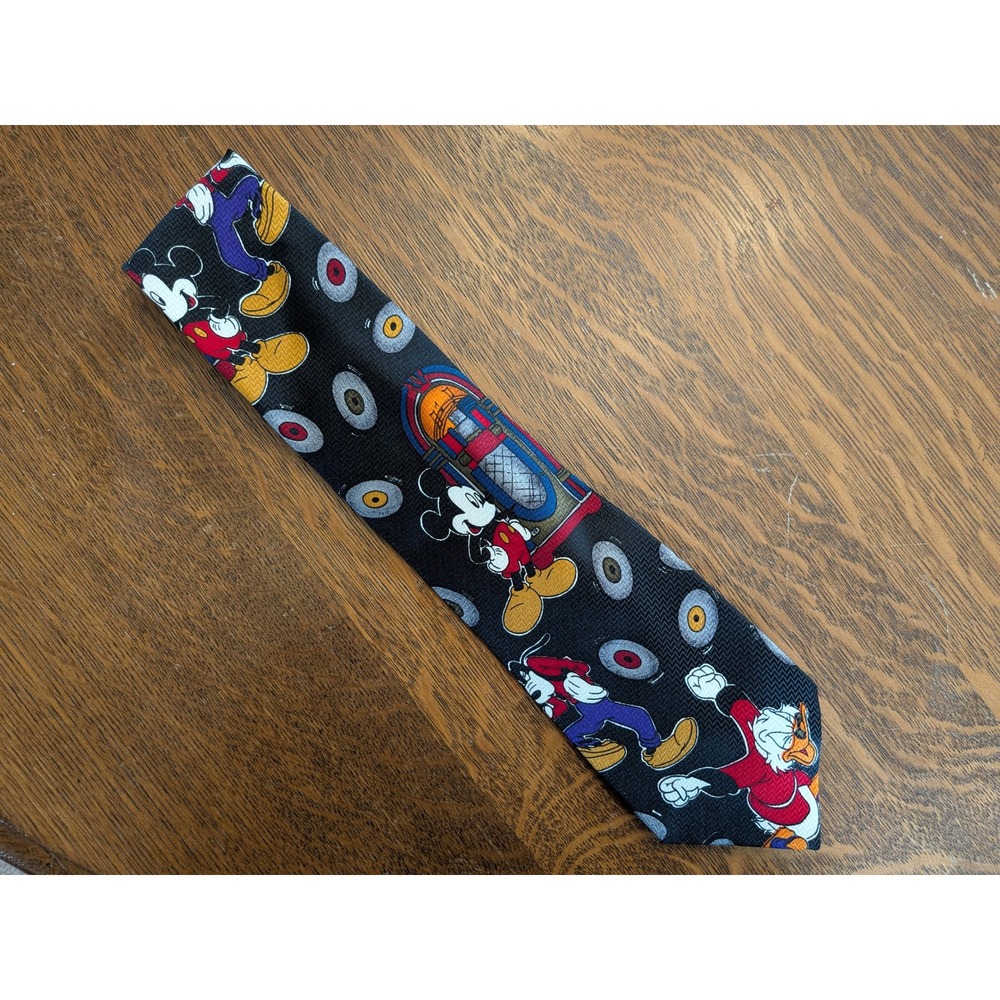 Vintage Mickey Unlimited Disney Jukebox Vinyl Records‎ Rock N Roll Tie Korea